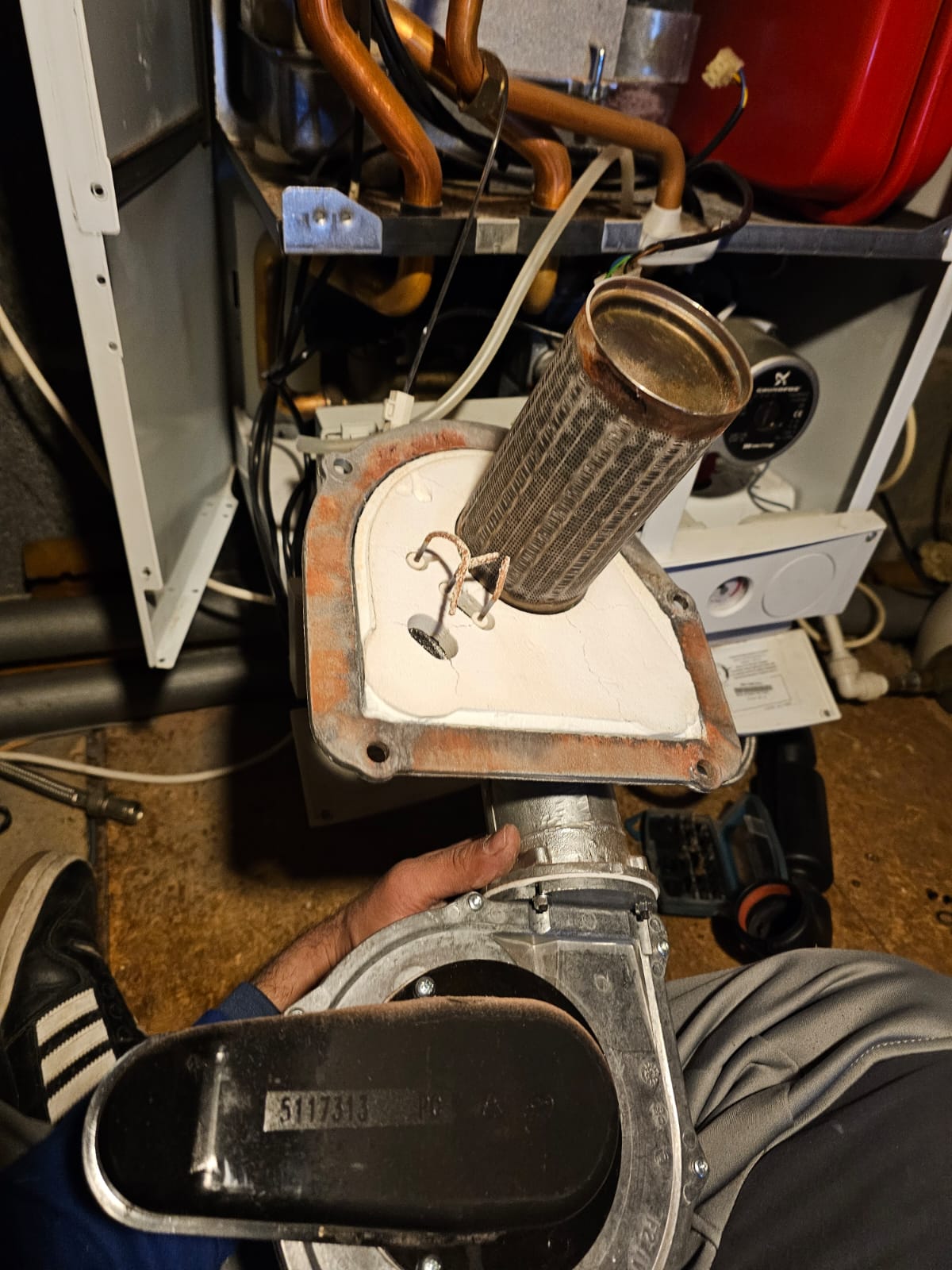 Boiler heat exchanger removal and repair